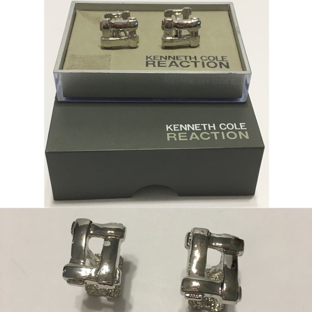 KENNETH COLE Reaction Cuff Links Square Silver